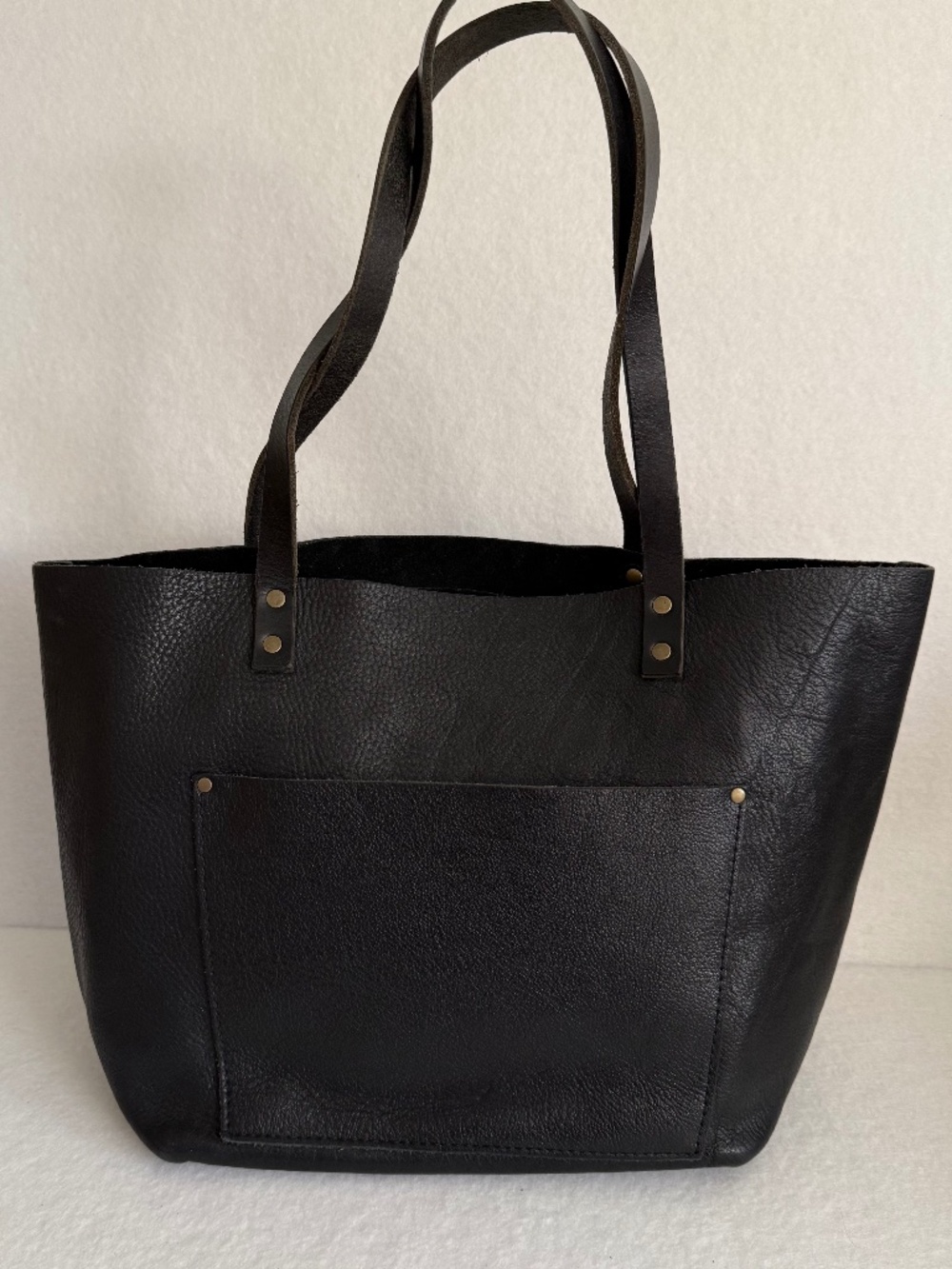 Portland Leather Goods PLG Classic Large Tote in Pebbled Black and Blandles VGUC